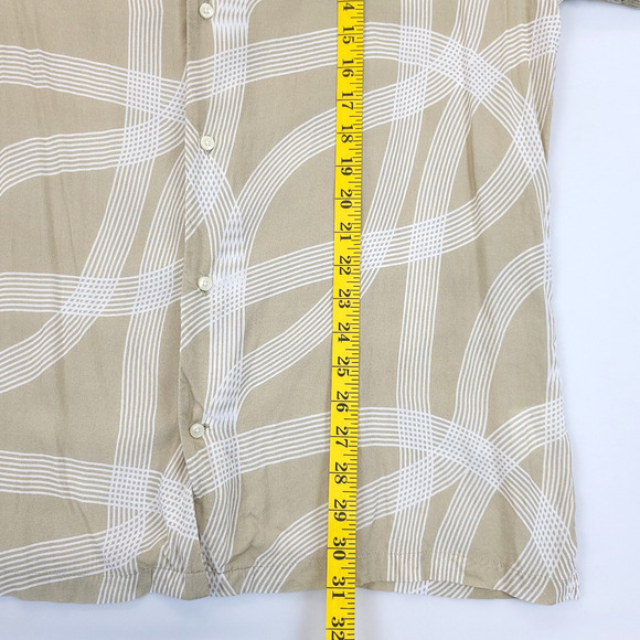 Tailored Athlete Button Up Shirt Curve Stripe Men XXL Tan White Short Sleeve - Picture 4 of 11